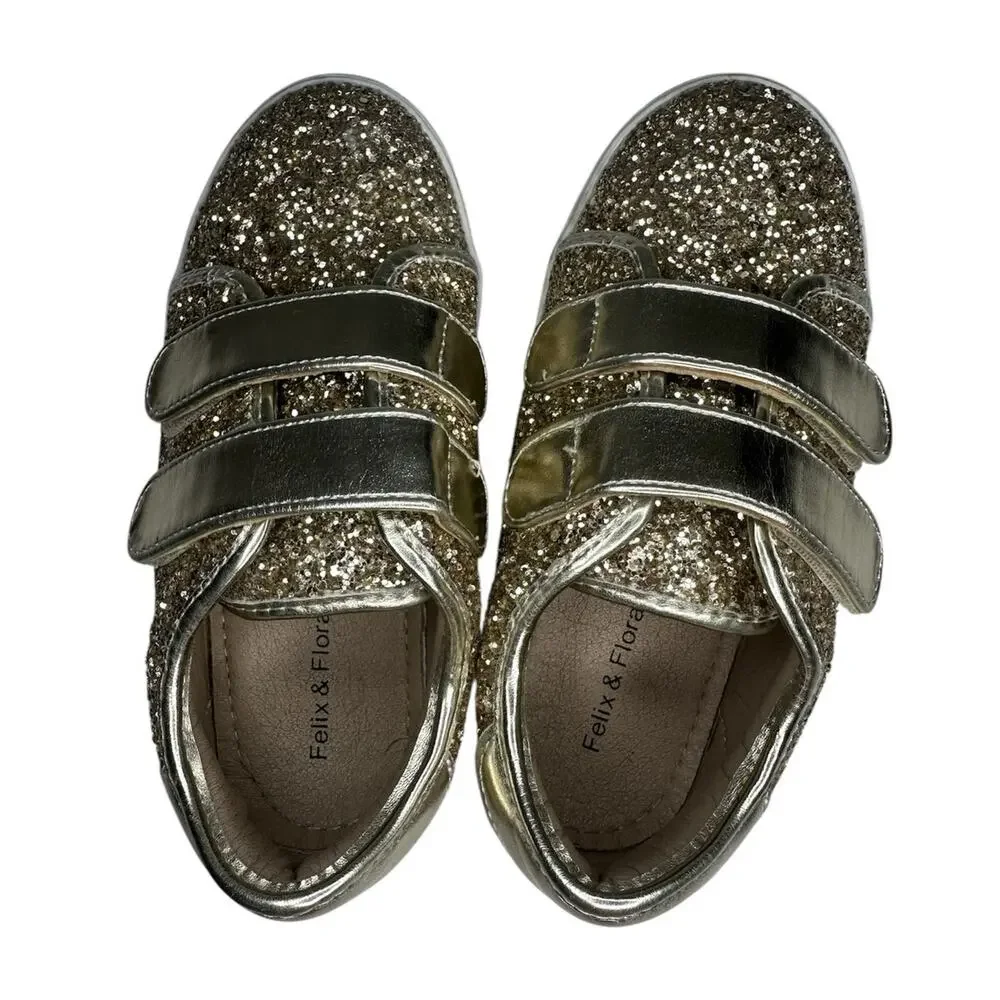 Felix & Flora Glittery T-Strap Sneakers Size 12